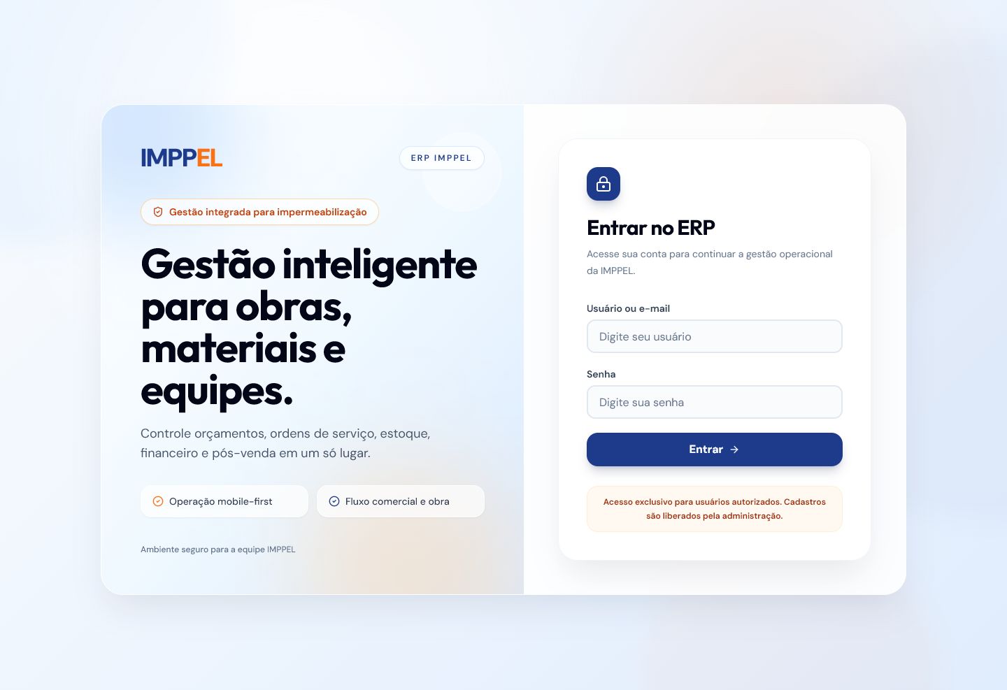 ERP IMPPEL login screen